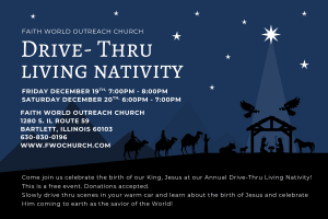 Drive-thru living nativity announcement